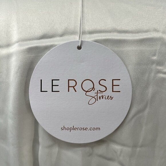 Le Rose Lauren Lace Satin Champagne Robe SIZE M/L White READ - Picture 7 of 11